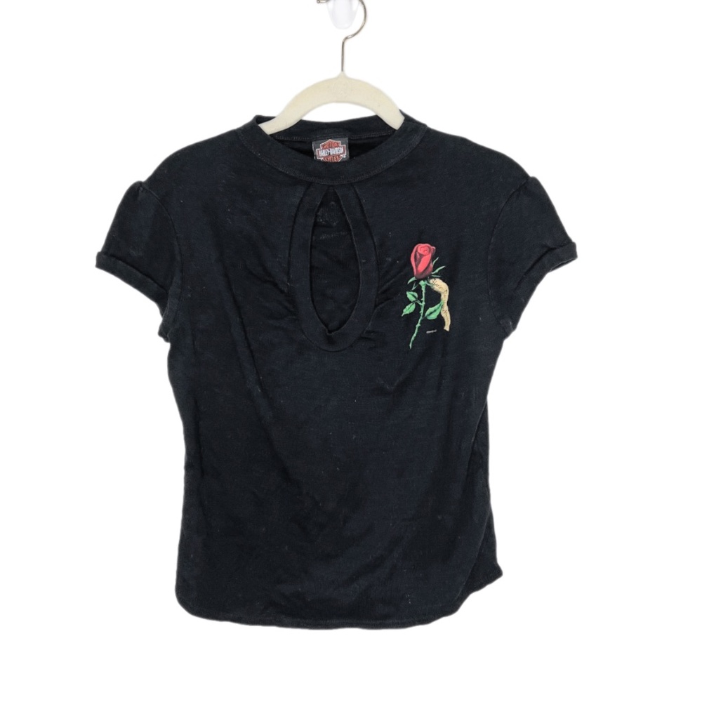 Harley Davidson | 2006 Keyhole Front Rose Tee Shirt Large